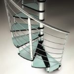 Internal glass spiral staircase