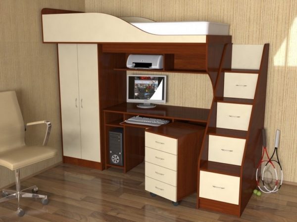 Row-cupboard for a two-story bed