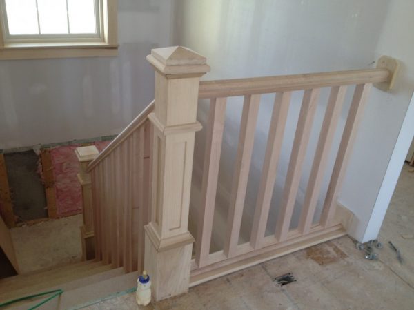 natural wood stair railings